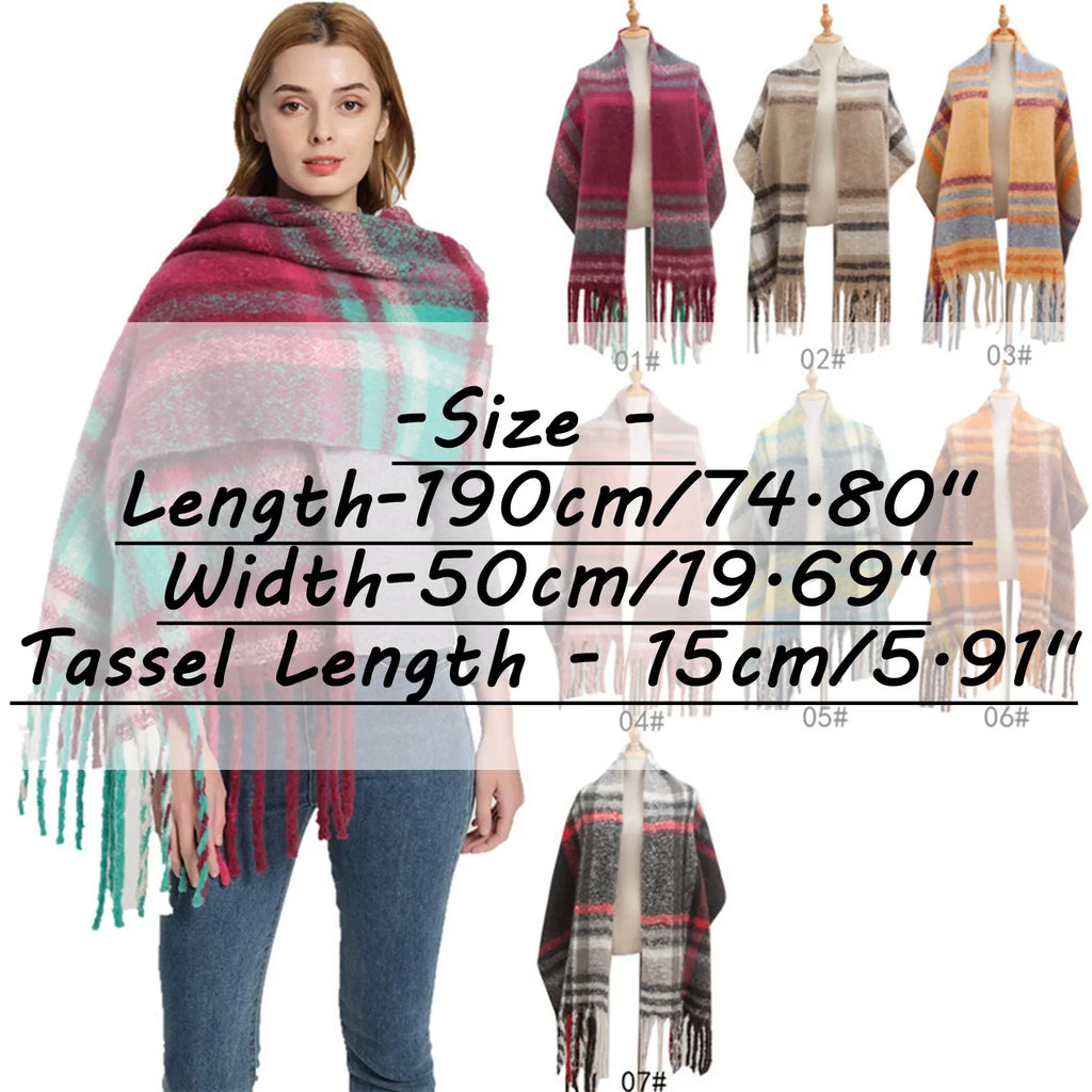 Women Scarf Soft Lightweight Scarves 2022 Christmas Gift For Women Fall Winter Scarf Classic Tassel Plaid Scarf Warm Soft Large Blanket Wrap Shawl Scarves 1 Pack Warm Scarf Thermal Scarf