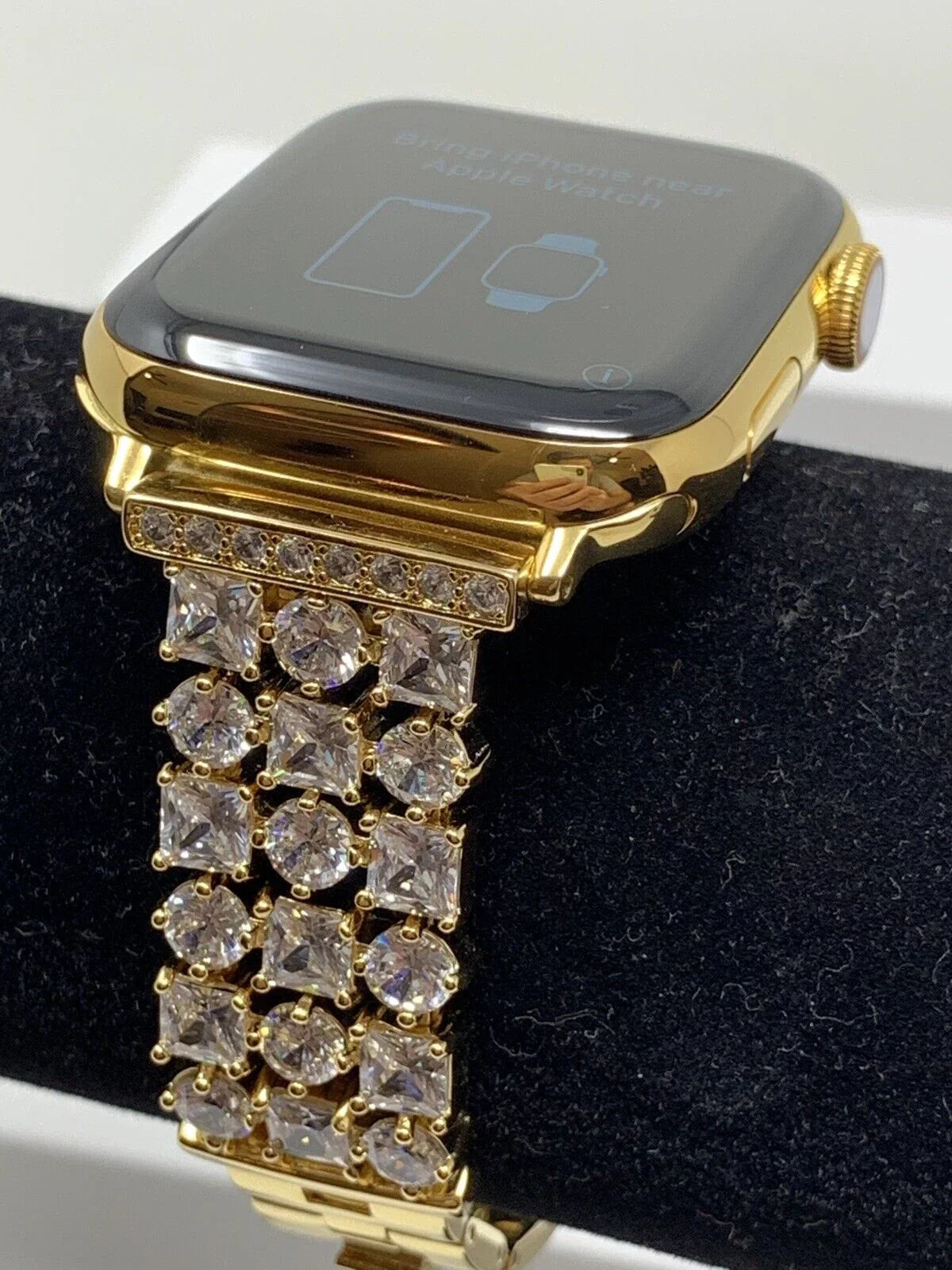24K Gold Plated 44MM iWatch  5 Gold Link Band Diamond Rhinestones