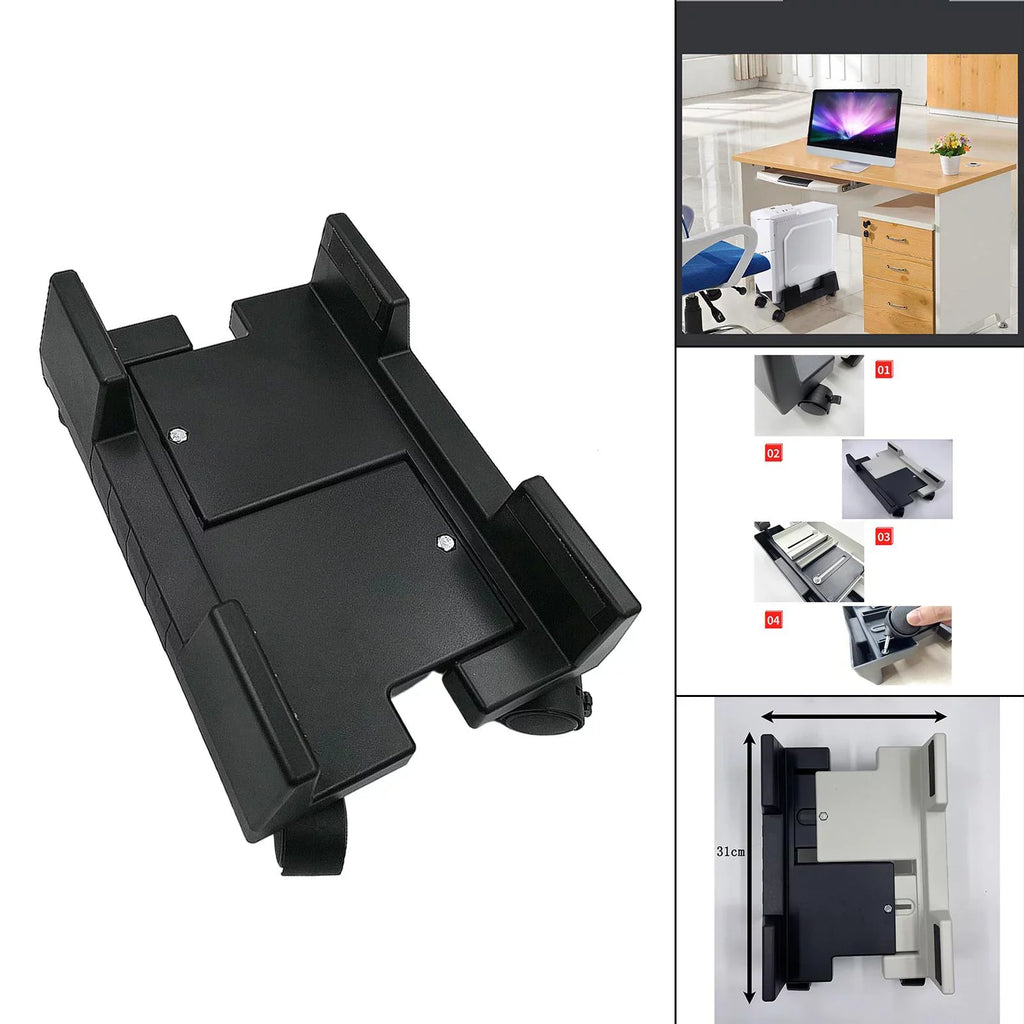 Holder Mobile Computer Stand ,Rolls for Premium Fits Most Computer Cases , Felts Pads on Clamps Black