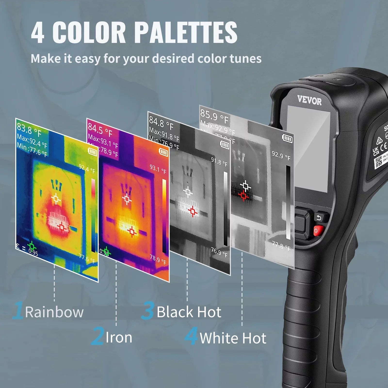 Thermal Imaging Camera, 240x180  Resolution (43200 Pixels), 20Hz Refresh Rate Infrared Camera with -4℉~662℉ Temperature Range, 16G Built-in  Card, and Rechargeable Li-ion Battery