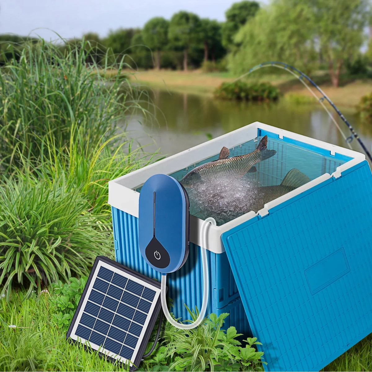 Yabuy  Aquarium Airpump, 1.5W Solar Pump for Pond Aeration Fountain