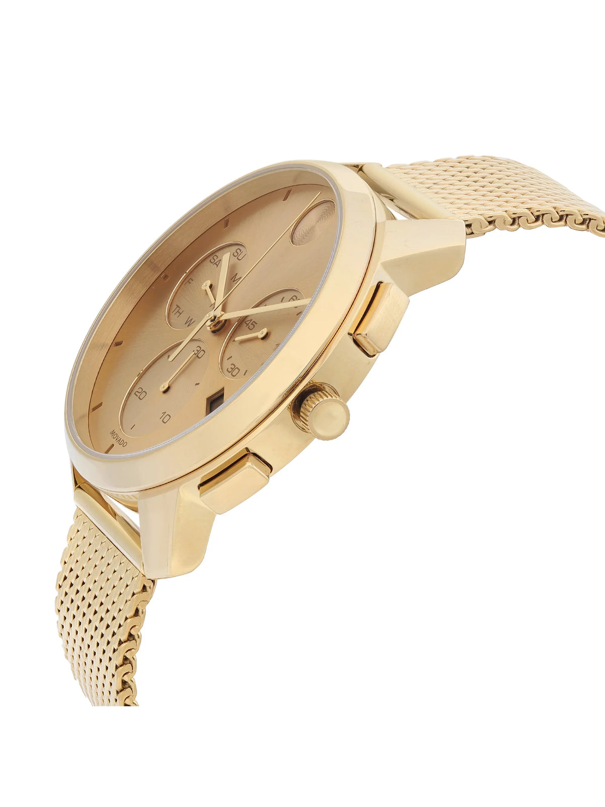 Movado Bold Thin Gold Tone Steel Chronograph Champagne Dial Quartz Watch 3600634
