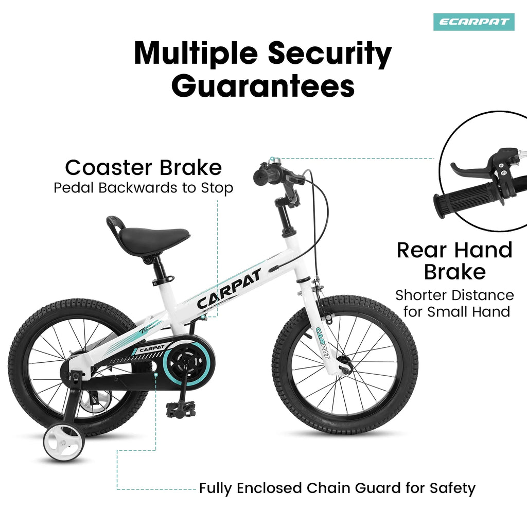 Taktack Kids' Bike 14 Inch Wheels, 1-Speed Boys Girls Child Bicycles For 3-5 Years, With Removable Training Wheels Baby Toys, Coaster+ Brake