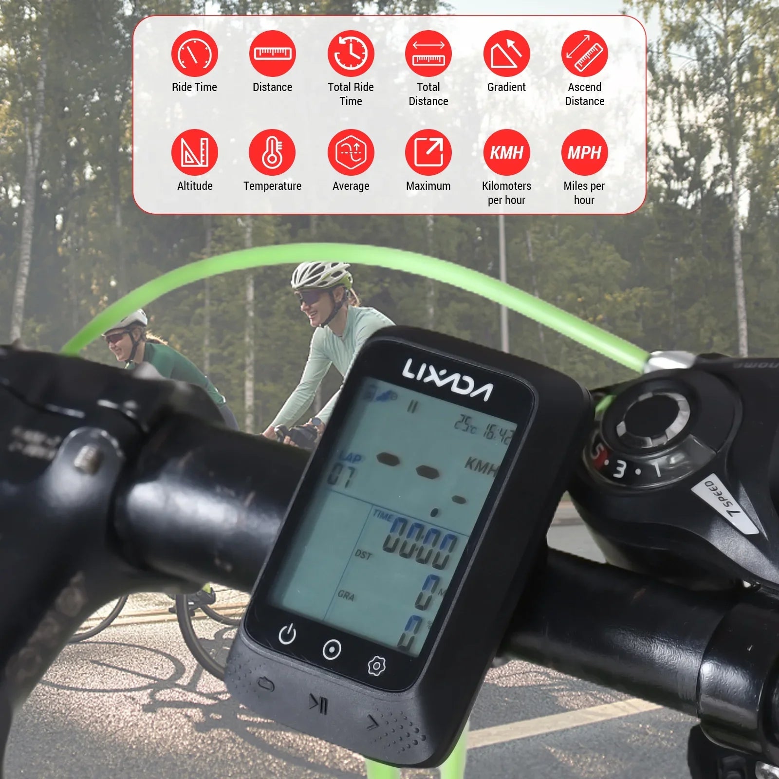 Aibecy Bike Computer with  Wireless Waterproof + Sensor and  Connectivity, 2.3in Altitude Gradient, Strava  Support
