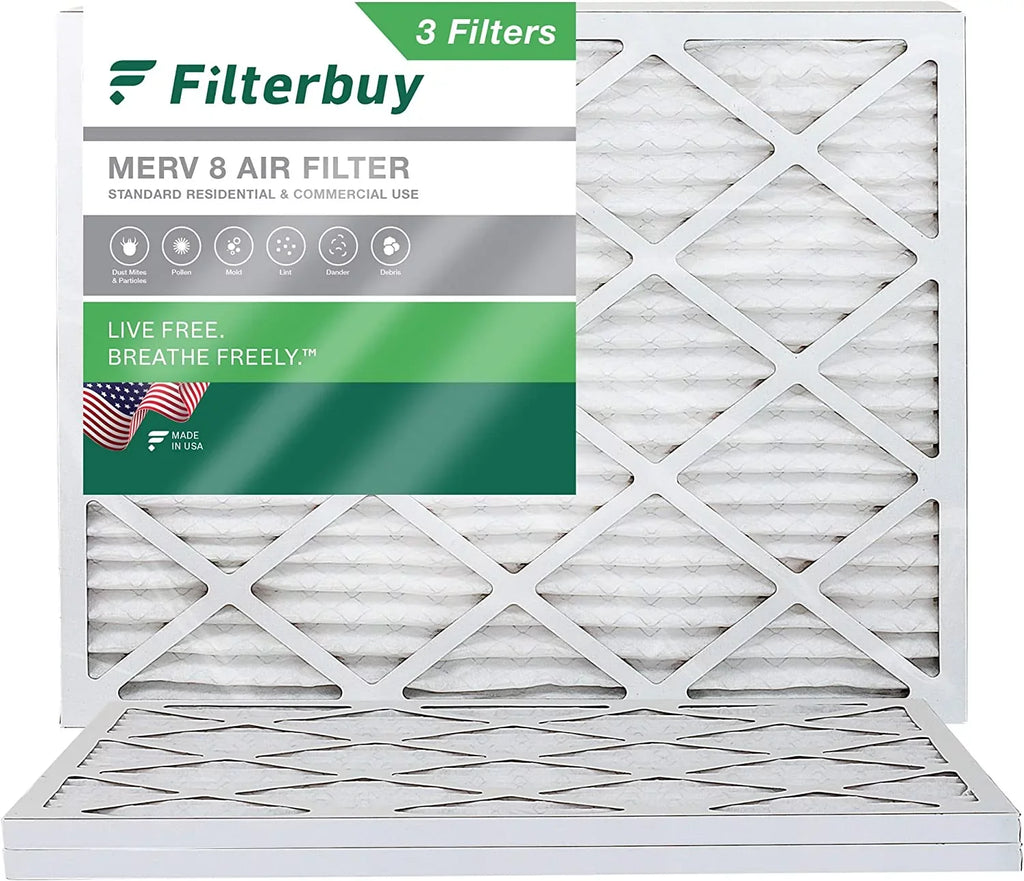 Filterbuy 24x25x1  8 Pleated   Furnace Air Filters (3-Pack)