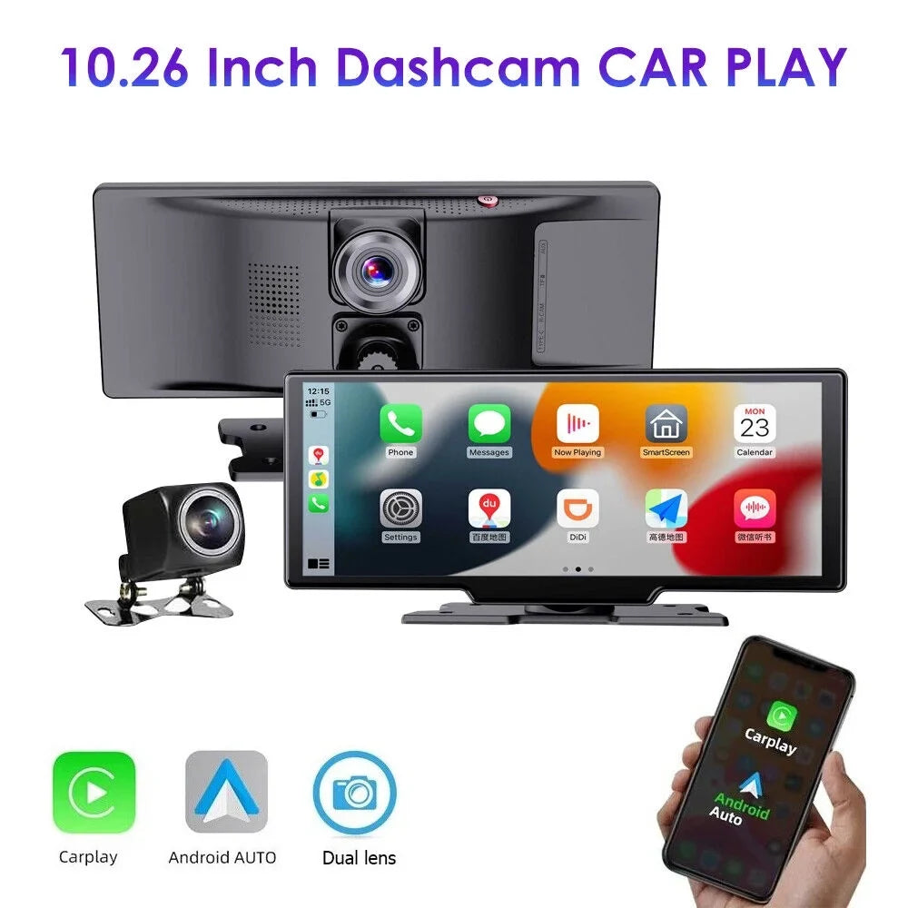 Paddsun   2K Wireless 10.26'' Touch Screen Dual Channel Wifi Car  Dash Camera Android Auto ".