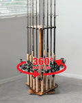 Ghosthorn Fishing Rod Pole Holders for Garage 360 Degree Rotating , Holds up to 16 Rods  Wood  Fishing Gifts for Men