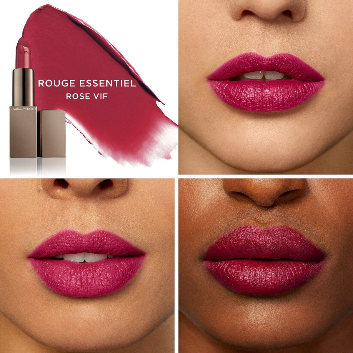 Laura Mercier Rouge Essentiel Silky Cream Lipstick - Rose Vif - bright pink