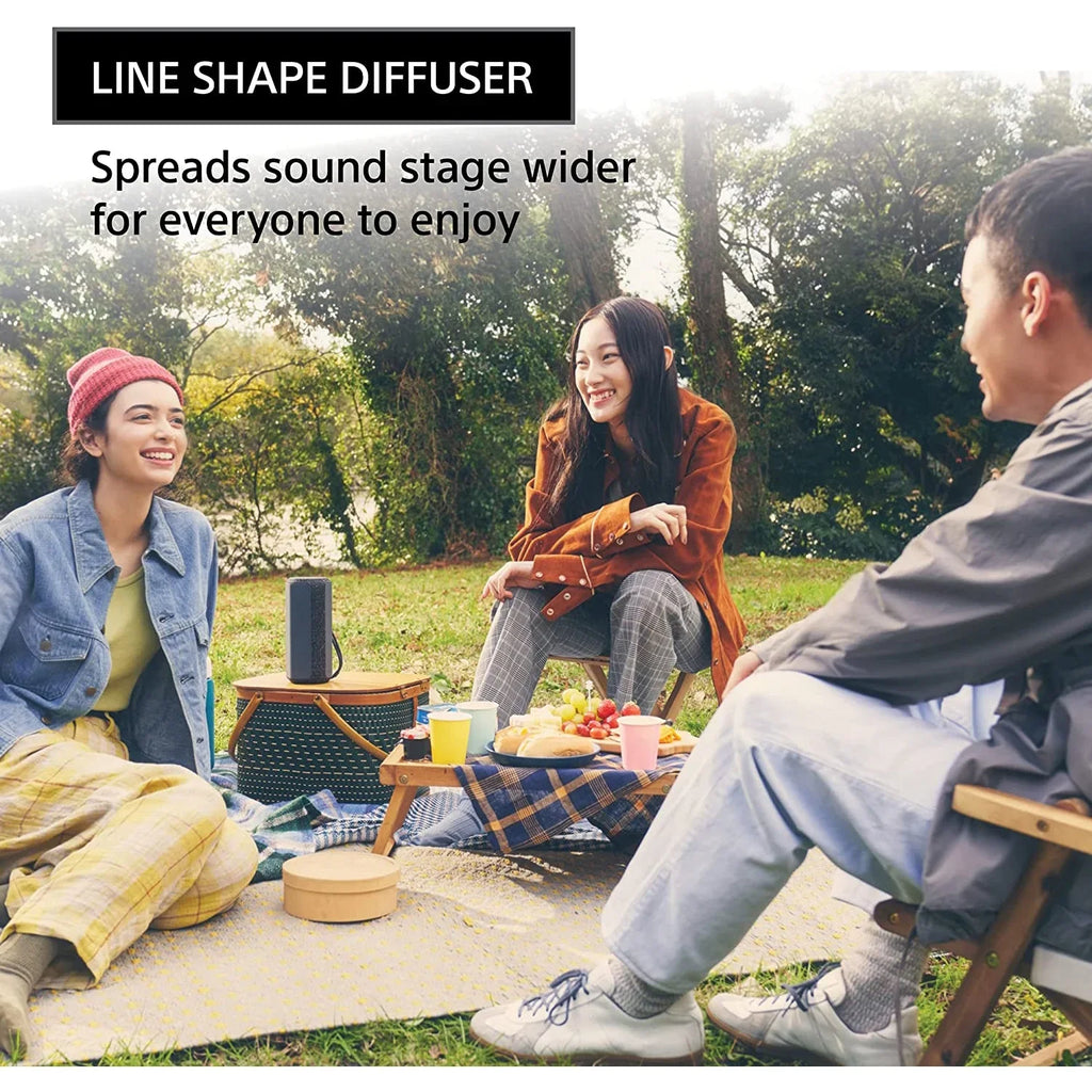 Sony  -Series Portable Wireless Speaker - Black Bundle with Deco Essential Sling Backpack, Anti-Theft Combo Zipper Lock, External  Charging, Waterproof