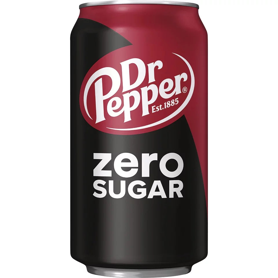 Dr Pepper Zero Sugar Soda Pop, 12 fl oz, 24 Pack Cans