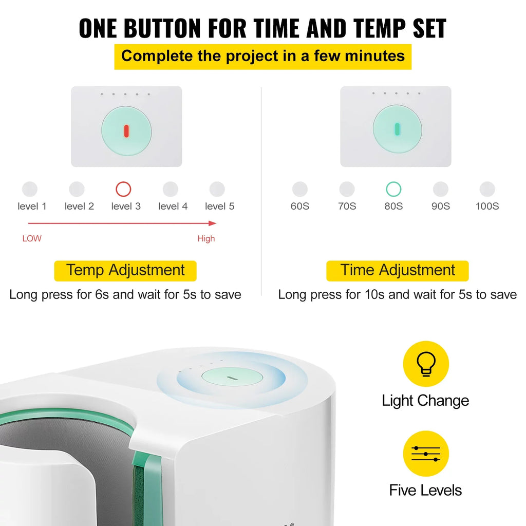Mug Press Machine, Automatic Mug Heat Press 11-15oz, One-touch Setting, Cup Transfer Sublimation Portable Coffee Presser, Pro Easy Mug Press Machine  Printing