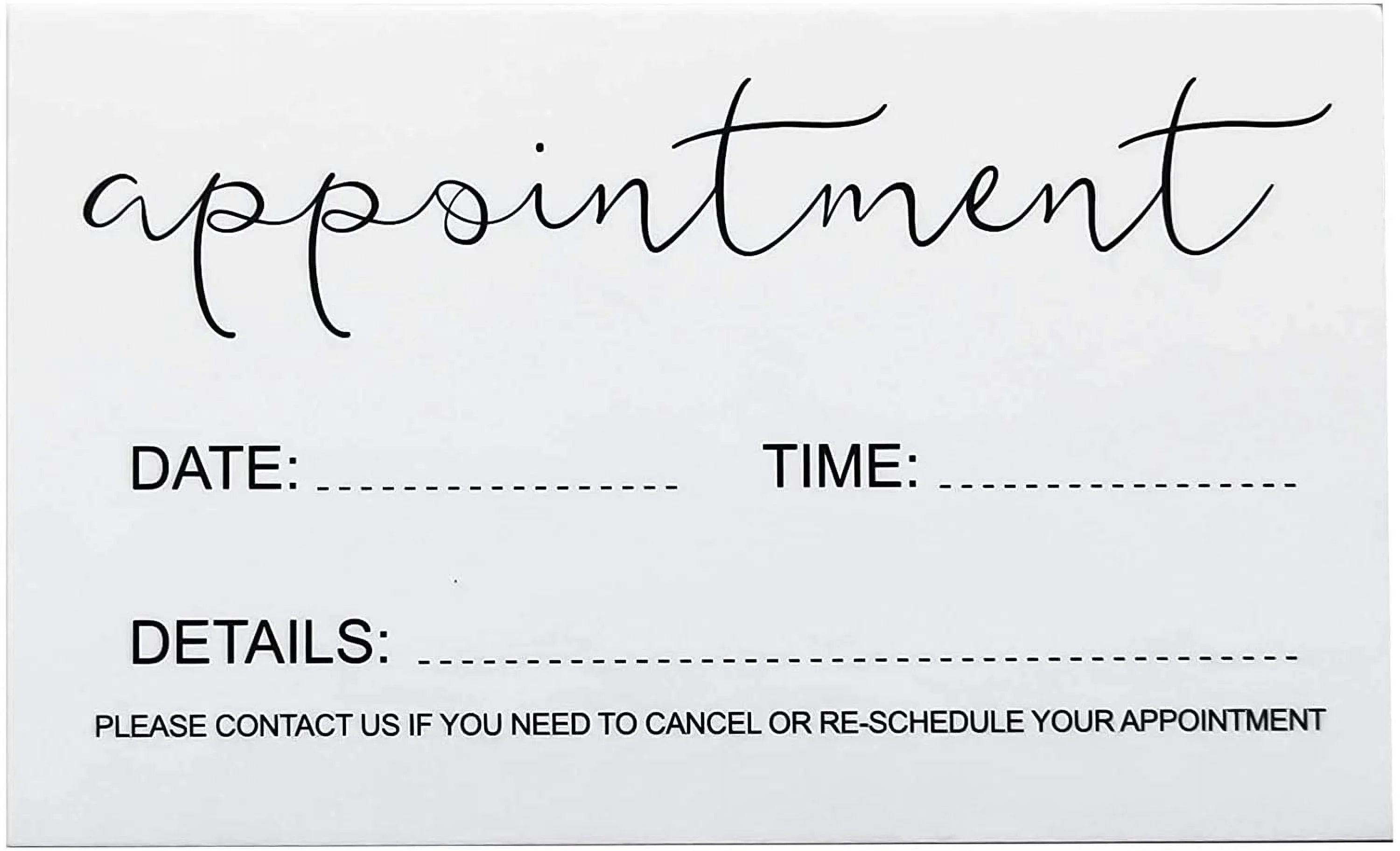 Appointment Reminder Cards (Pack of 100) for Beauty Makeup Hair Nail Salon Barber Shop Restaurants Therapist Pack of 100