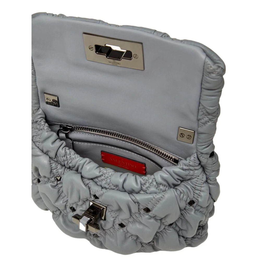 Valentino Garavani Spike Me Gray Leather Crossbody Bag Small