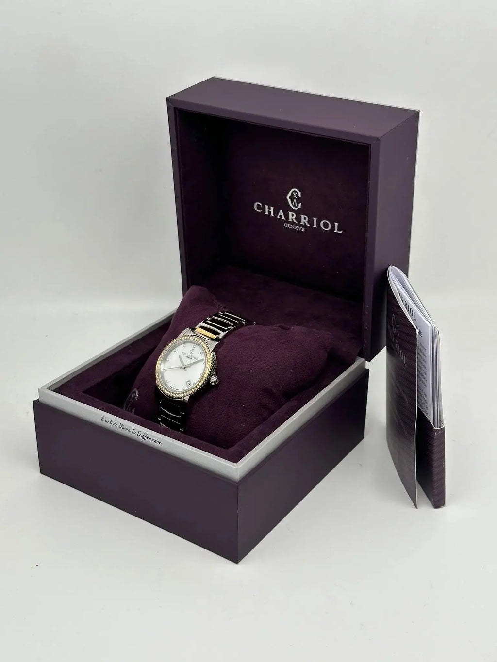 New with defects Charriol Parisii 0.40cttw Quartz Ladies Watch .921.001
