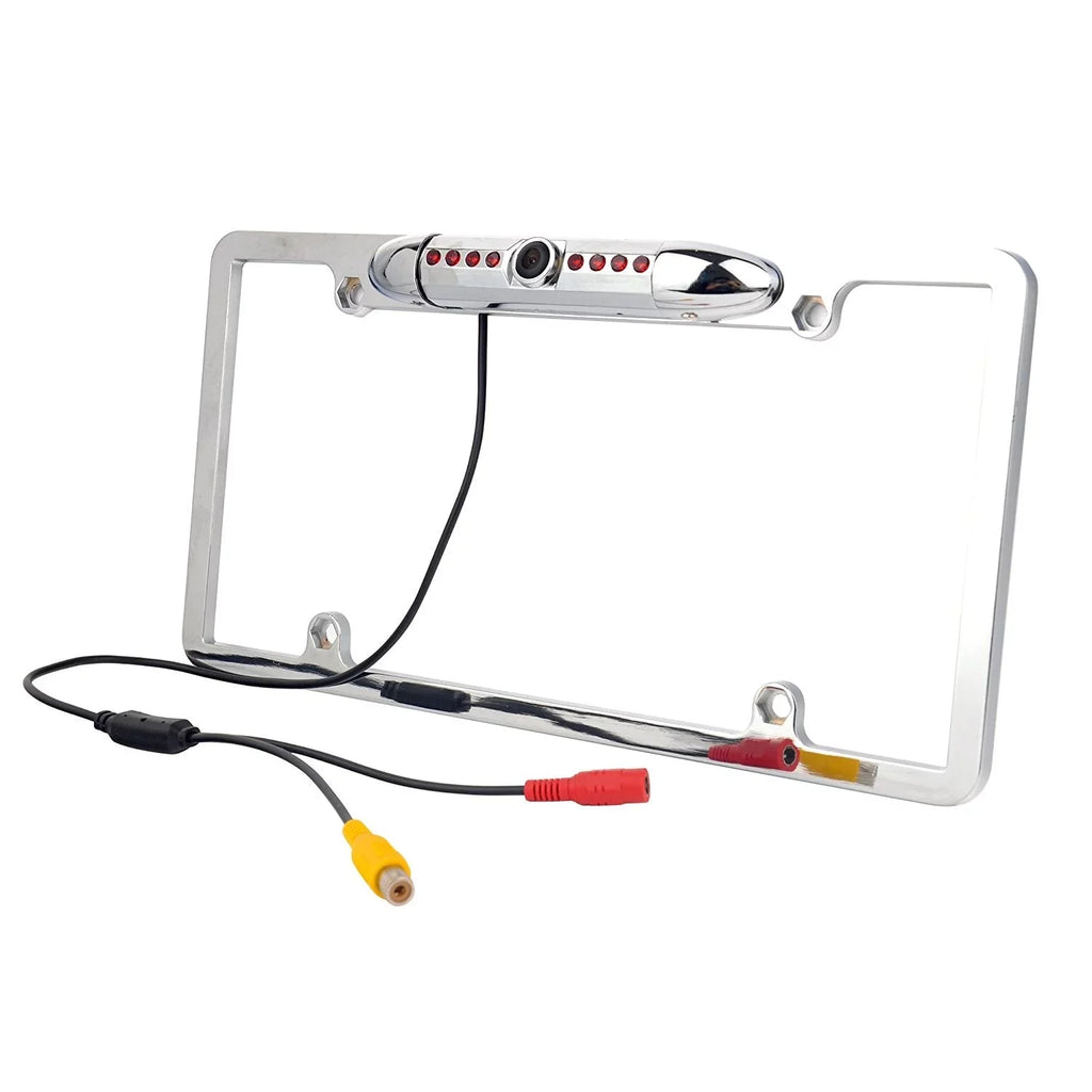 Universal Slim Chrome License Plate  Camera with Wide Viewing Angle