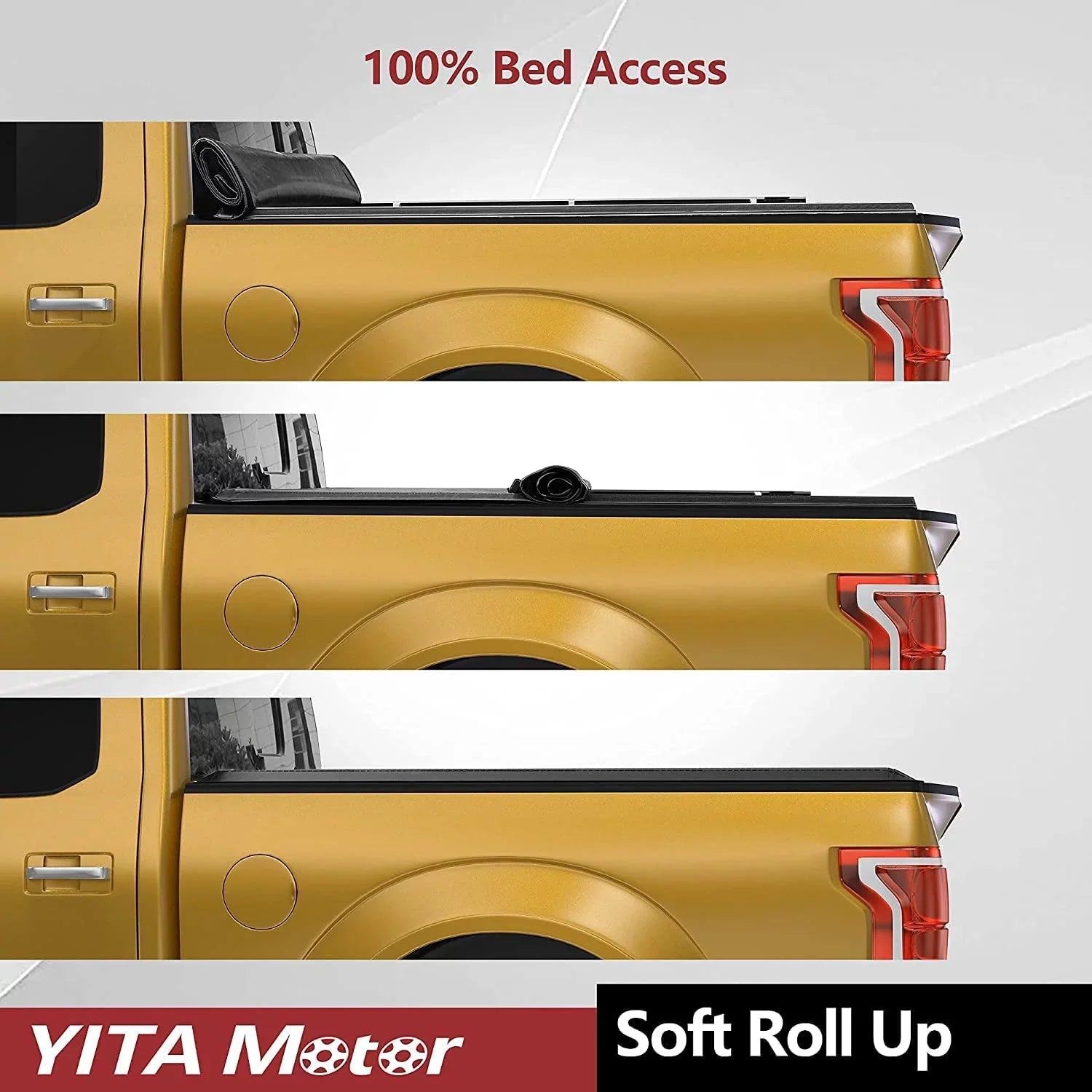 Ledkingdomus 5 ft Bed Soft Roll Up Truck Bed Tonneau Cover designed for with 2005-2023 Nissan Frontier Truck Top with Lamp