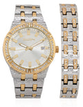 Elgin Adult Male Analog Watch and Bracelet Set Two-Tone Octagon Case ()