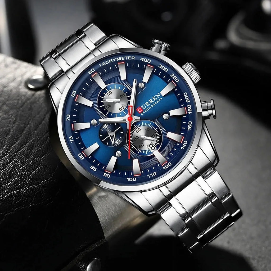 New Watches for Men Top Luxury Brand Quartz Men’s Watch Sport Waterproof Wrist Watches Chronograph Date Relogio Masculino Silver Black