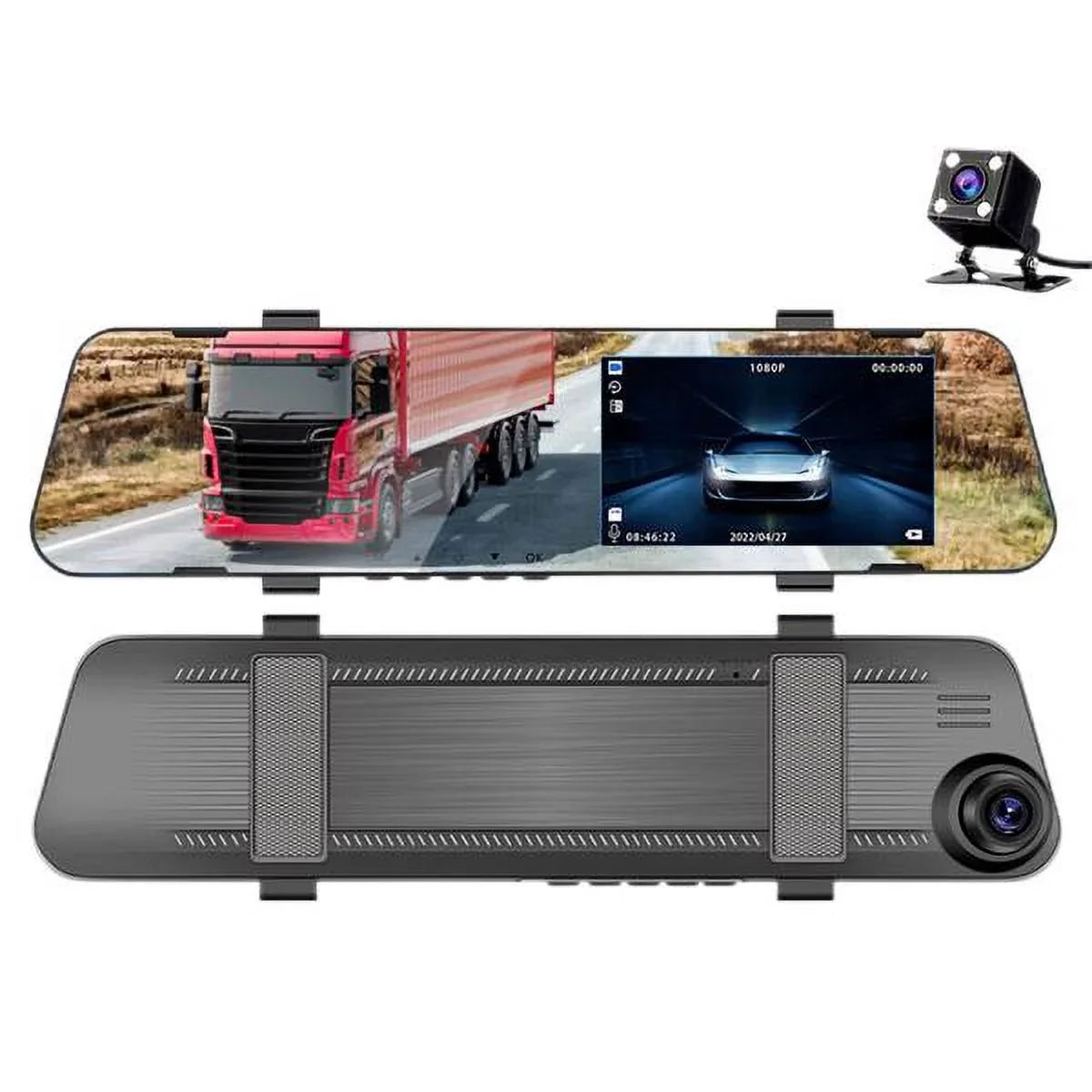 Teledu 1080P Rearview Mirror Car  Dual Dash Cam Camera Front Rear  Video Recorder