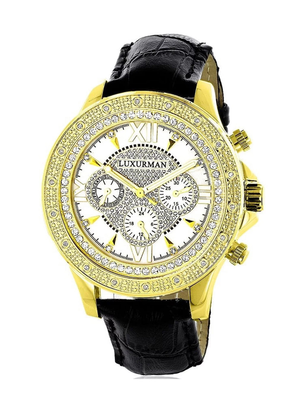 Men's Diamond Black Watch with Two Extra Leather Straps