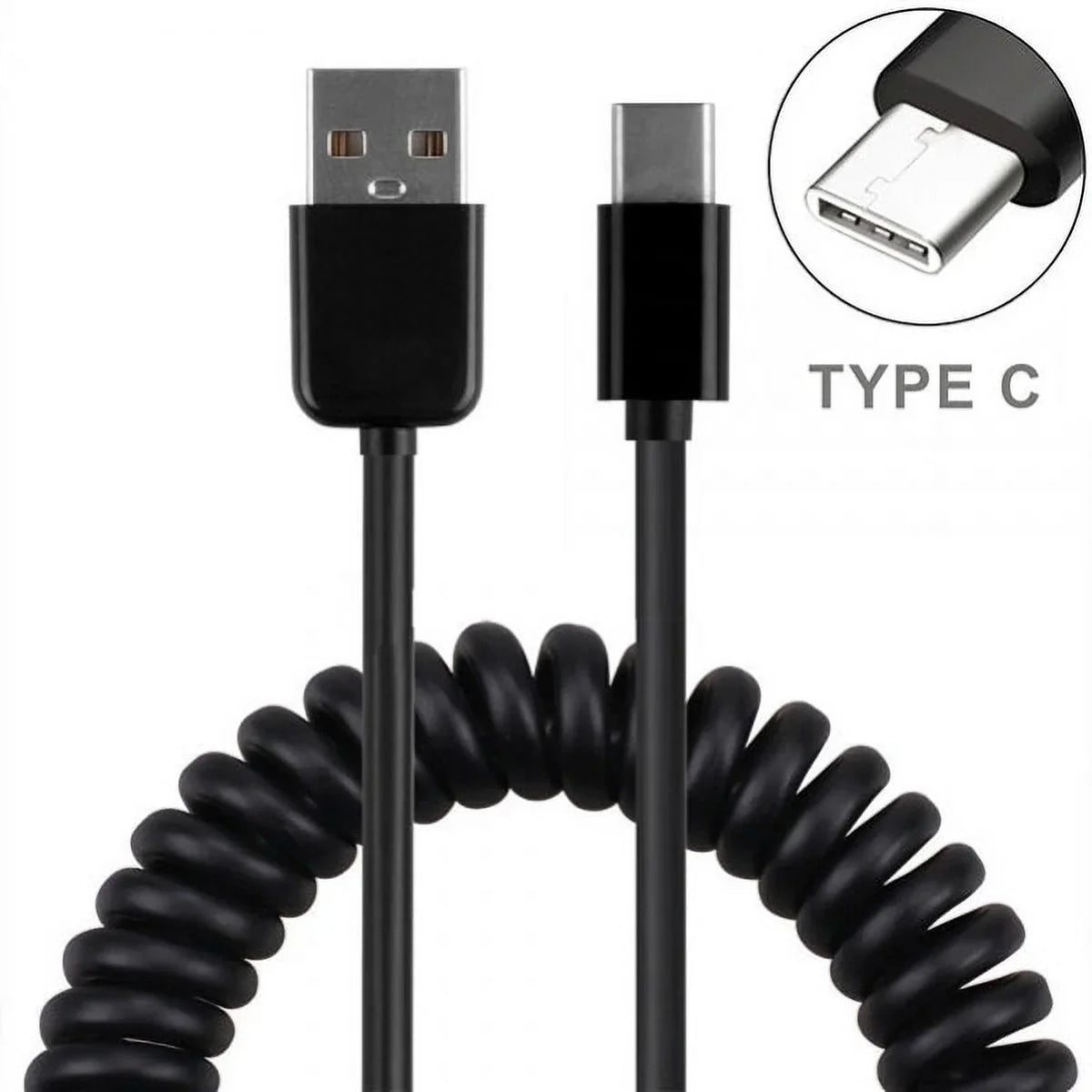 Type- Coiled  Cable w 3-Port  42W Quick Car Charger  for Samsung Galaxy Note 10 Plus Fold    A10e - Sonim   - Sony Xperia 5 10 Plus 1 - Xiaomi Redmi Note 7, Mi Mix 2 9T