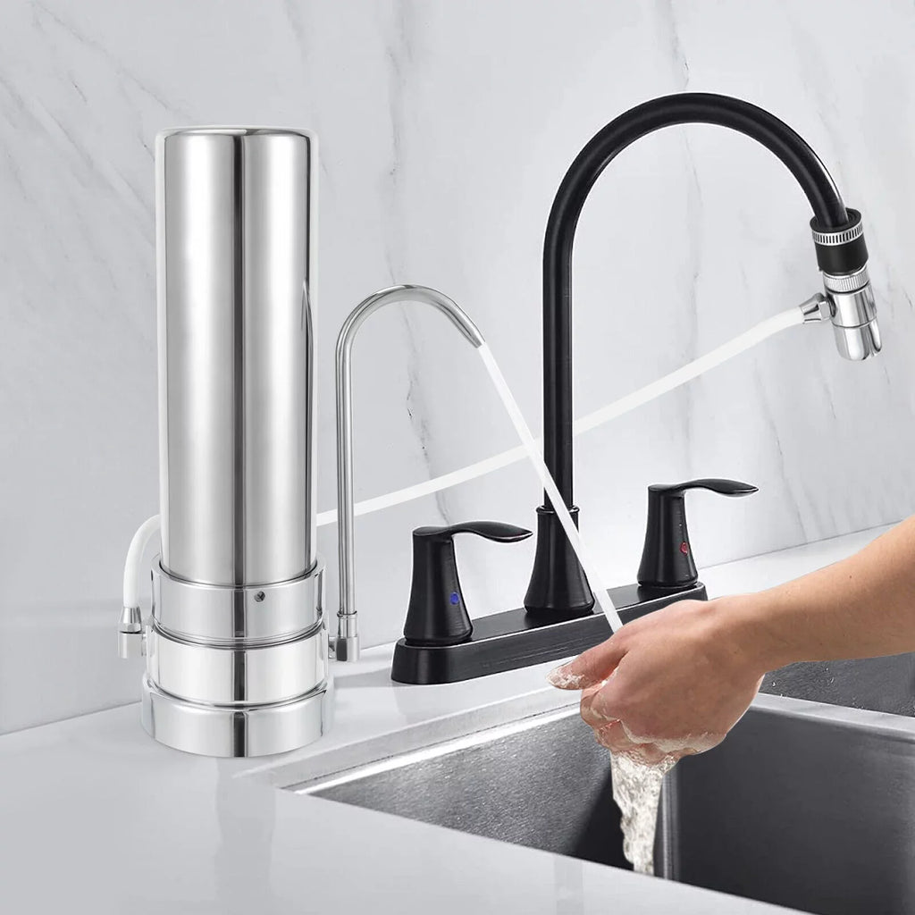 Countertop Filter Tap Water Filtration Filter Sink Drinking System Stainless Silver