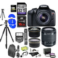 Canon  Rebel  Digital  Camera Kit with - 18-55mm f/3.5-5.6   Lens + Polaroid .43x Super Wide Angle & 2.2X  Telephoto Lens + 50" & 8" Polaroid Tripods + Memory Cards + Accessory Bundle