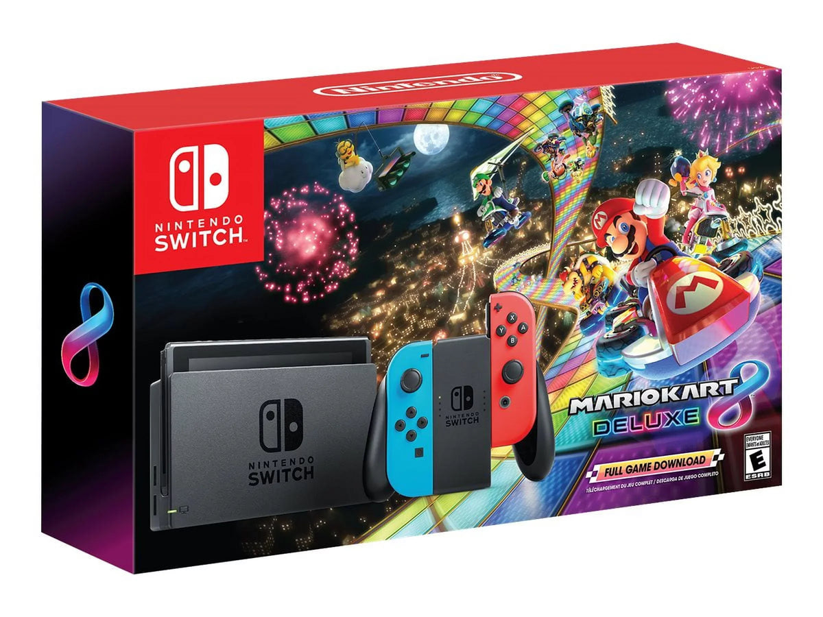 Nintendo Switch with Neon Blue and Neon Red Joy-Con - Game console - Full  - black, neon red, neon blue - Mario Kart 8 Deluxe