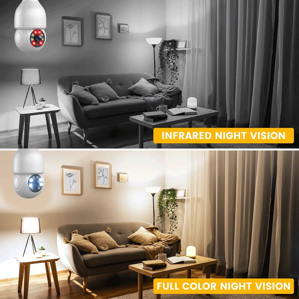 Dome Light Bulb Camera 2.4G WiFi 1080P Security Camera Wireless Outdoor, Color Night Vision 2-Way Audio 360°  Camera with Remote Access Motion Detection (4PCS)