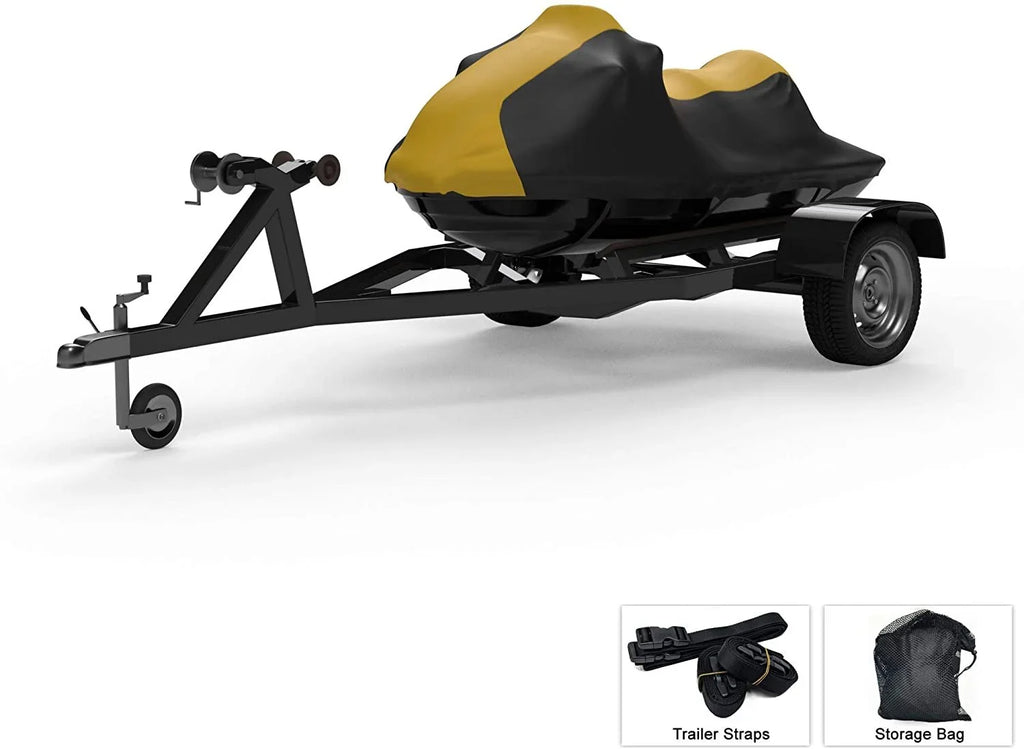Weatherproof Jet Ski Covers for Yamaha  2021 - Yellow/Black Color - All Weather - Trailerable - Protects from Rain, Sun,  Rays, and More! Includes Trailer Straps and Storage Bag