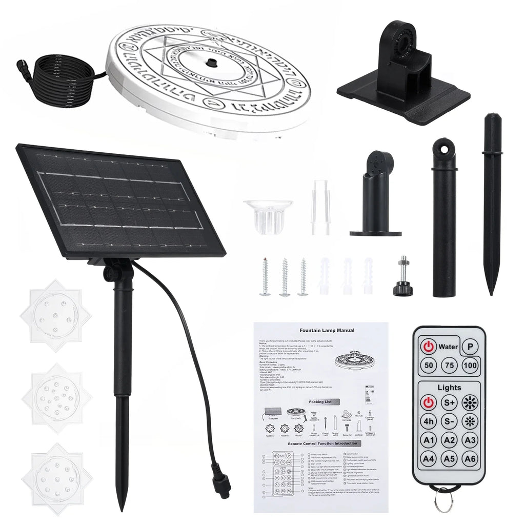Walmeck Fountain Light, Solar Bath Pond Decoration with Remote Control , Outdoor Garden Decor