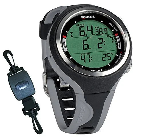 Mares Scuba Smart Dive Computer ? Black/Grey w/ Retractor Clip