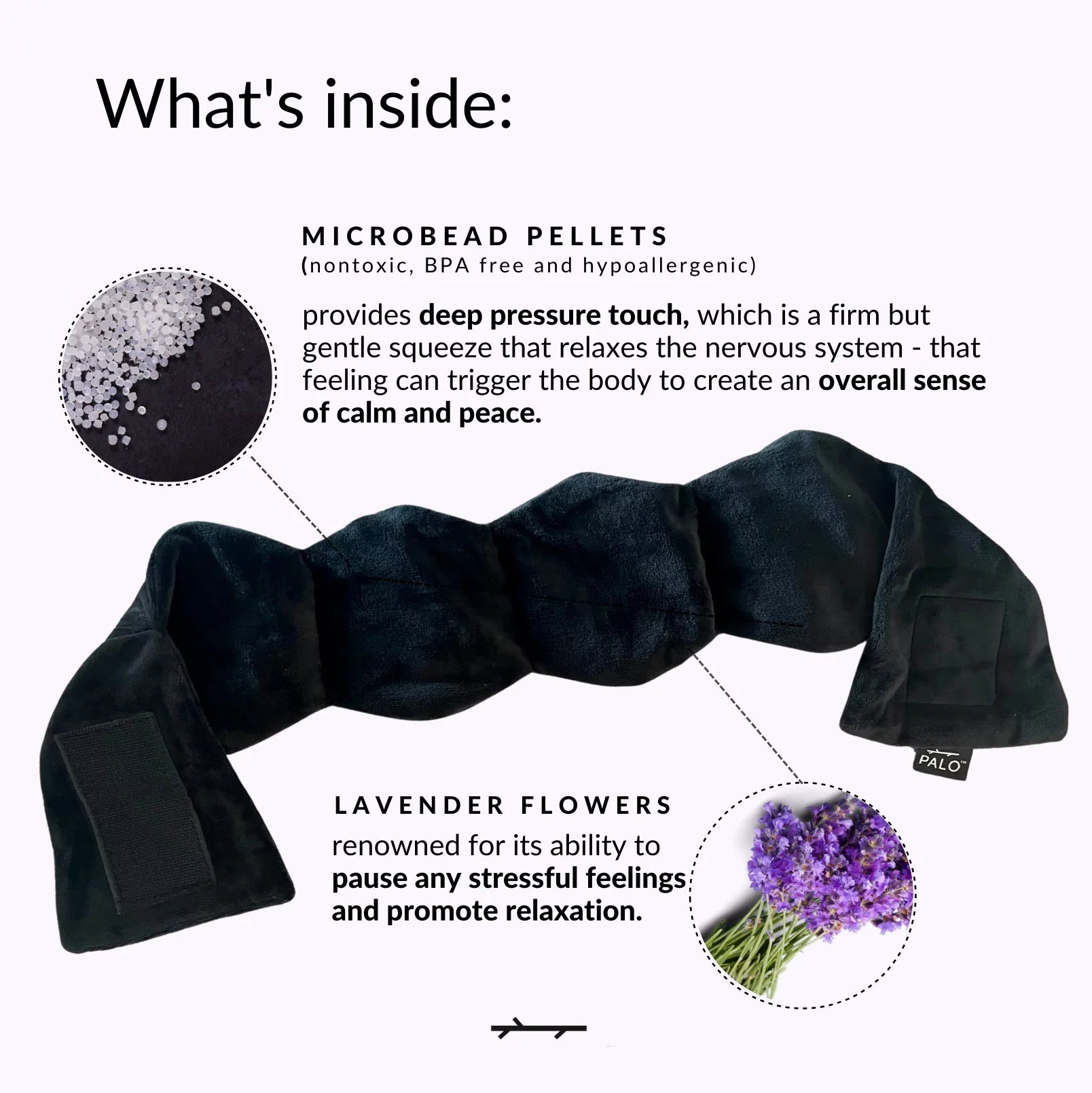 Heavy Weighted Eye Face Mask Deep Pressure Stimulation to Help with Pain Relief, Puffy Eyes, Migraine and Prepare for Sleep Blocks Light  Bead Filled and Lavender Black