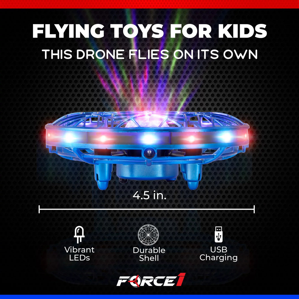 Force1 Scoot Pro Aerial Drone Hand Controlled Mini Drone with Projector  Light (Blue)