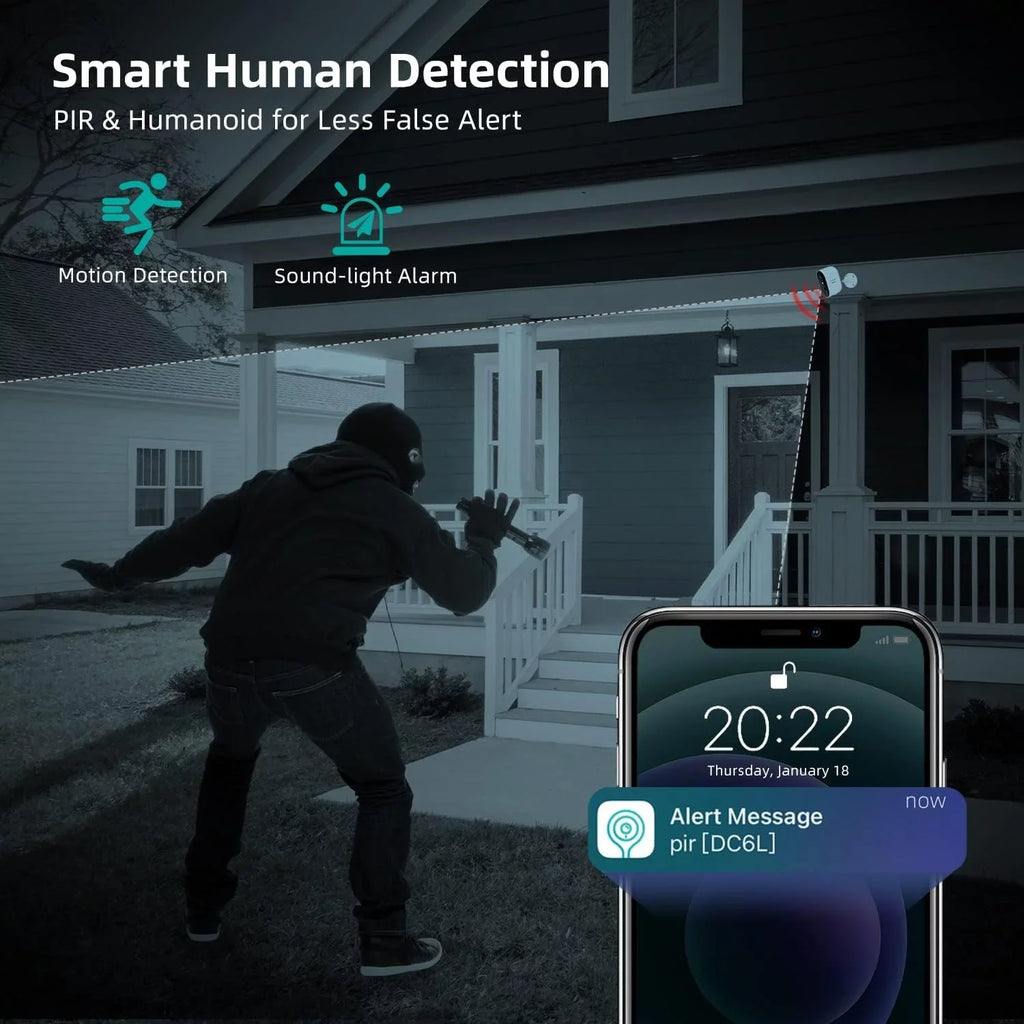 2K Wireless Security Camera Outdoor /Indoor with Spotlight & Siren,Rechargeable Battery Powered WiFi Home Surveillance Camera with Color Night Vision 2-Way Audio Motion Detection