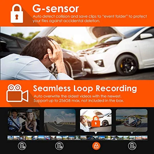 Vantrue  3 Channel 4K Dash Cam, 4K+1080P Front and Rear, 1440P+1440P Front and