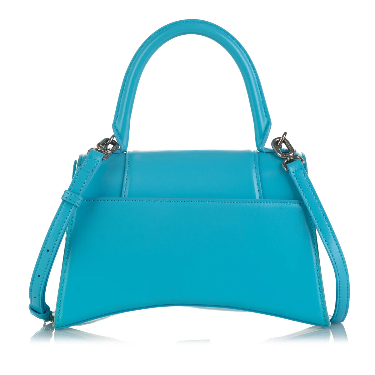 Pre-Owned Authenticated Balenciaga Hourglass  Satchel Calf Leather Blue Unisex (Good)
