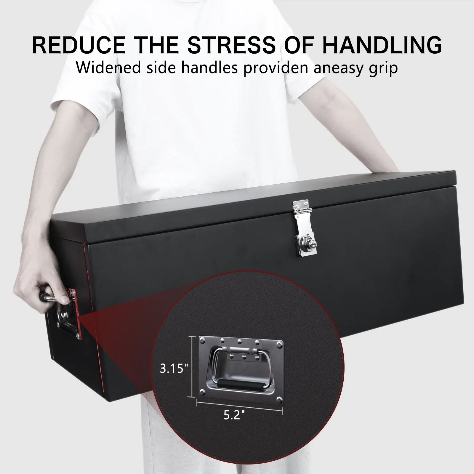 Walnest 31" Heavy Duty Steel Truck Tool Box with Side Handle, Lock and Keys - Black