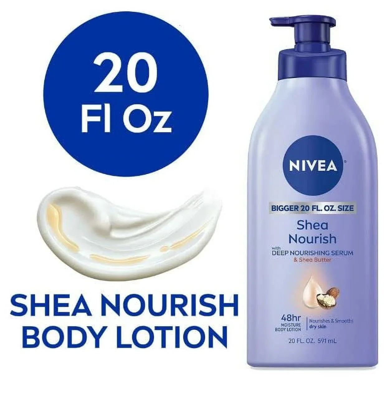 Nivea Shea Nourish Body Lotion With Deep Nourishing Serum And Shea Butter, 20 Fl Oz
