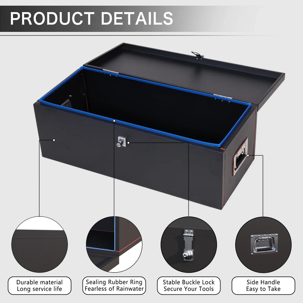 Walnest 31" Heavy Duty Steel Truck Tool Box with Side Handle, Lock and Keys - Black