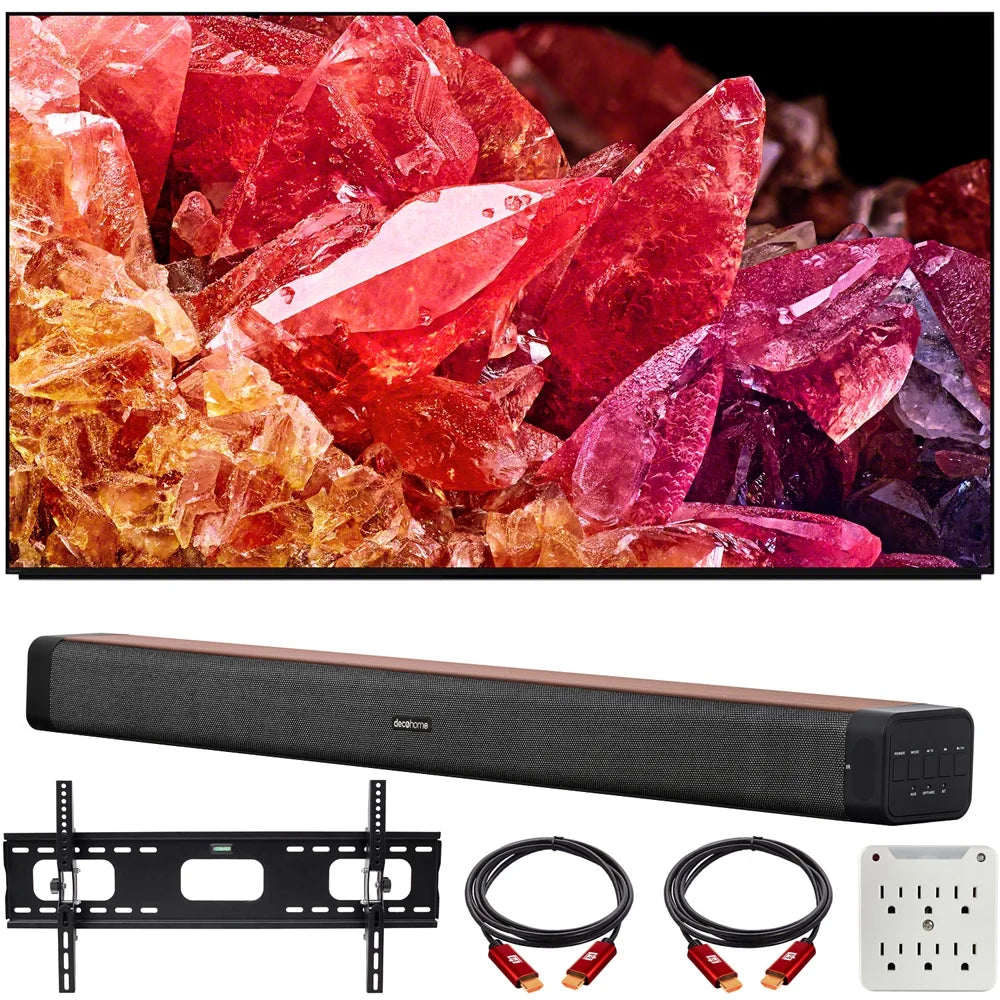 Sony  75"    4K  Mini   with smart Google  (2022 Model) Bundle with Deco Home 60W 2.0 Channel Soundbar, 37"-100"  Wall Mount Bracket Bundle and 6-Outlet Surge Adapter