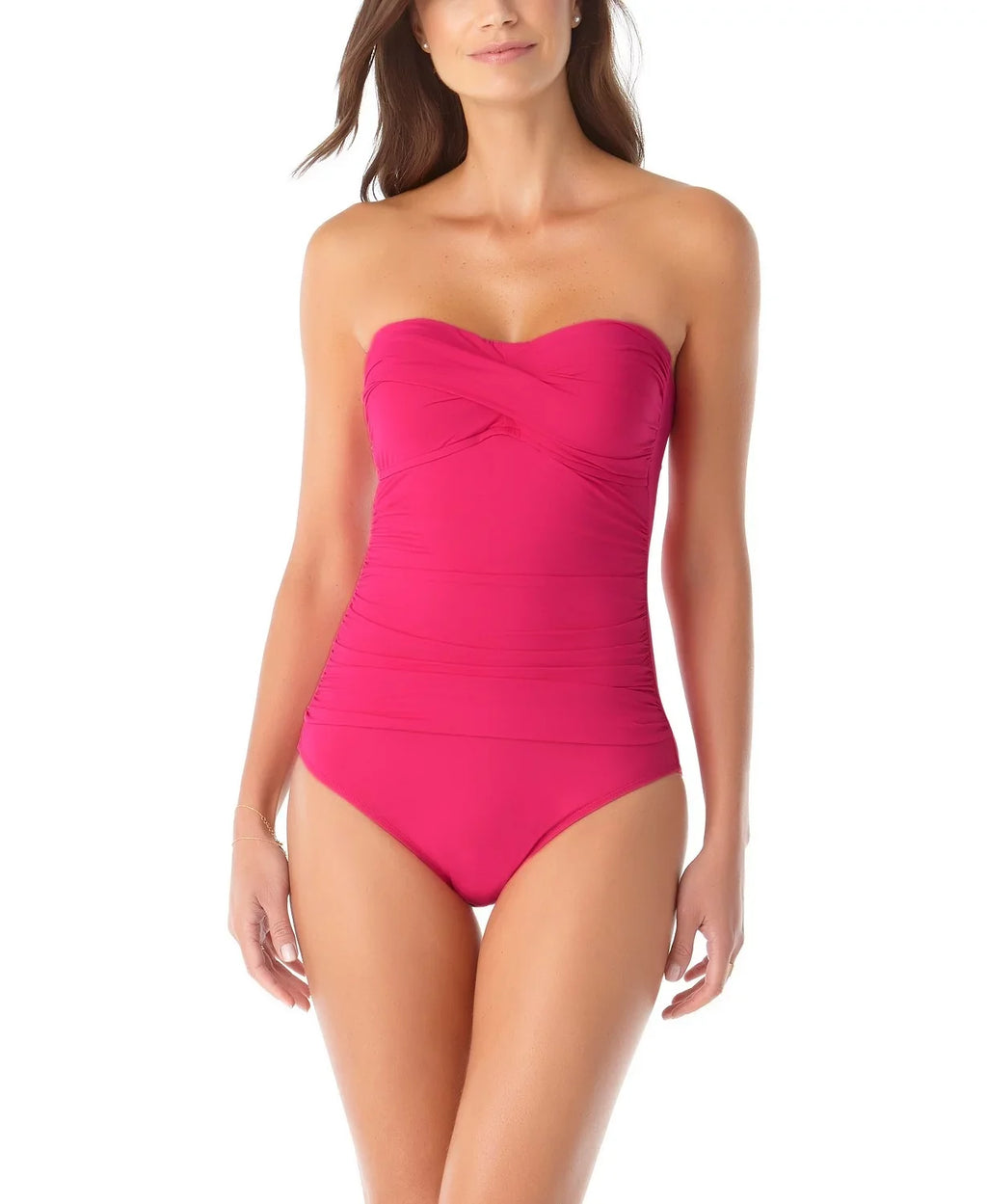Anne Cole  Twist-Front Ruched One-Piece Swimsuit,  16