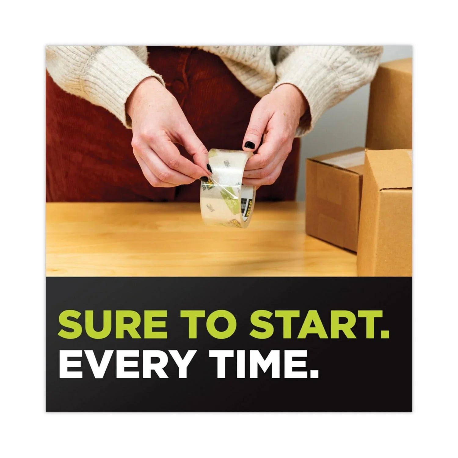 1PC Scotch Sure Start Packaging Tape for  Dispensers, 1.5\\" Core, 1.88\\" x 75 ft, Clear, 6/Pack