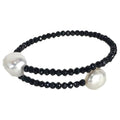 Audrey Pearl Faceted Crystal Bangle Bracelet, Black/White