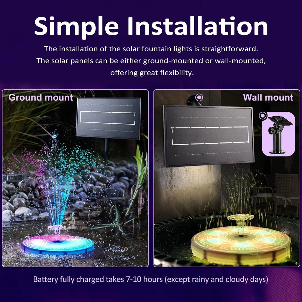 Walmeck Fountain Light, Solar Bath Pond Decoration with Remote Control , Outdoor Garden Decor