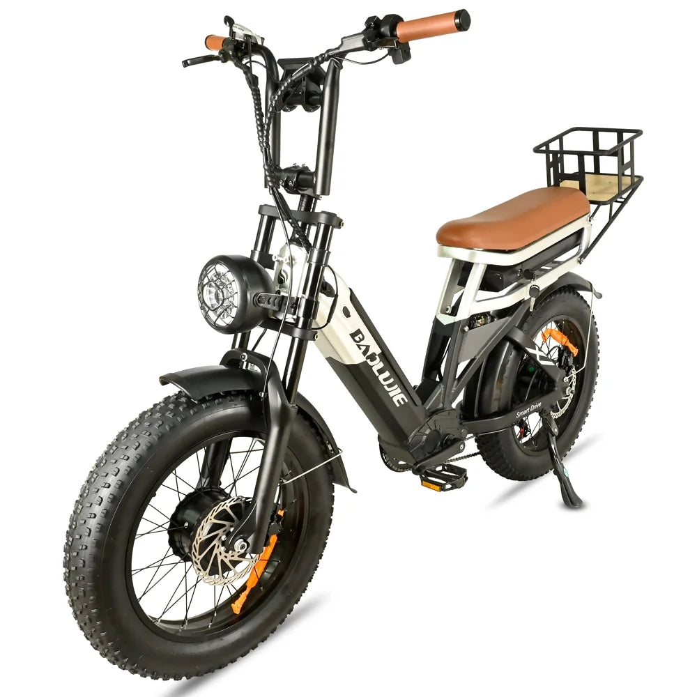 2000W Dual Motors Ebike 48V30AH(15AH+15AH Dual Battery) 35MPH Electic Bicycle 20''*4.0 Fat Tire  7 Speed Hydraulic Disc Brake 100 Miles Max Range Electric Bike Lockable Suspension black  Rear Shelf