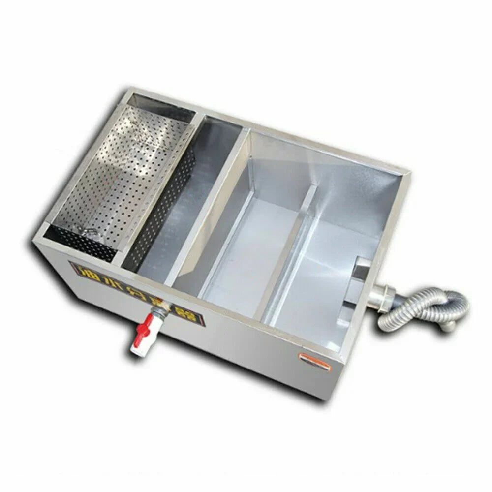 Miumaeov Stainless Steel Grease Trap Commercial Kitchen Wastewater Oil-water Interceptor Grease Trap Interceptor with Removable Fine Mesh Filter