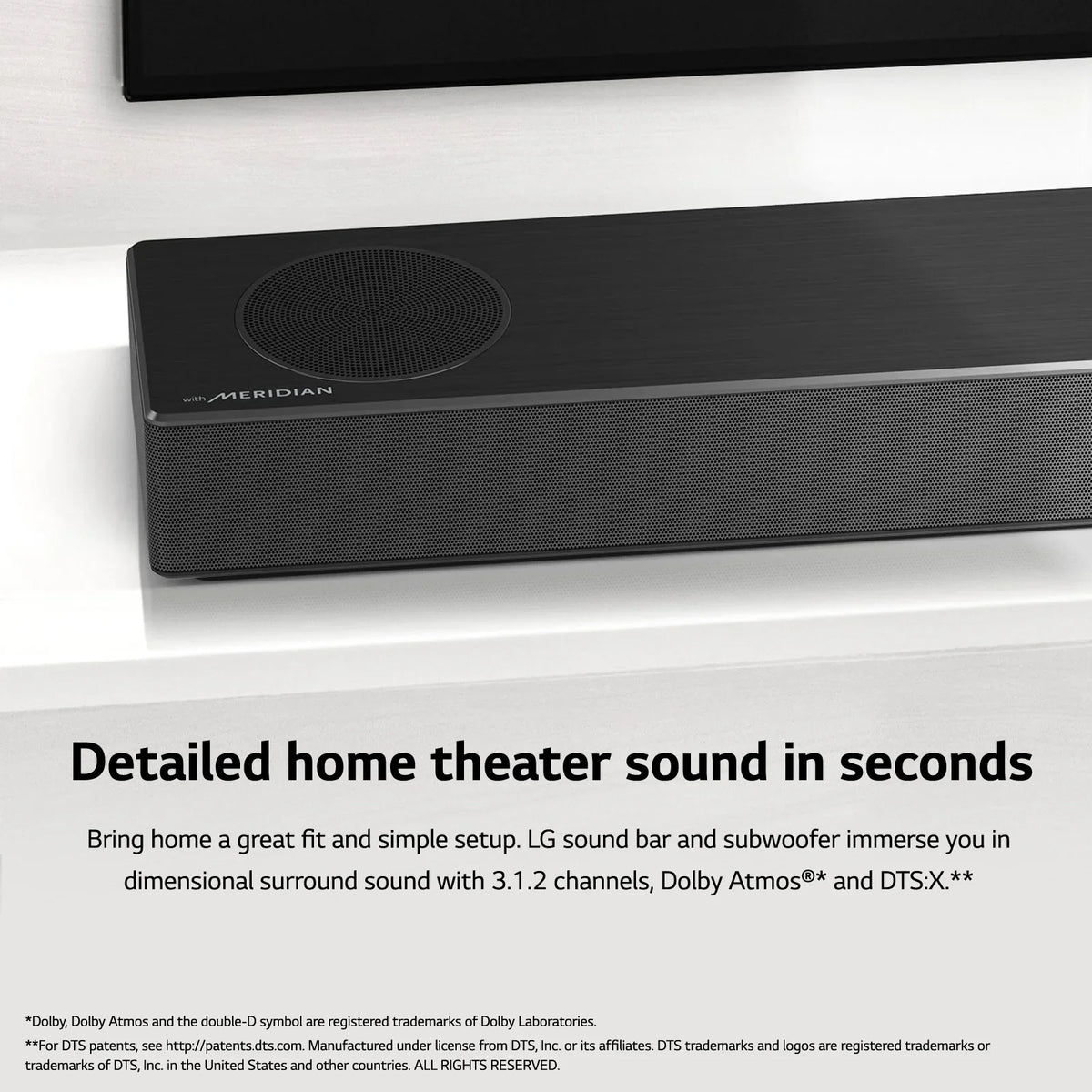 Restored  3.1.2 Channel High Res Audio Soundbar with Dolby Atmos and 4K Pass-Through,  (Refurbished)