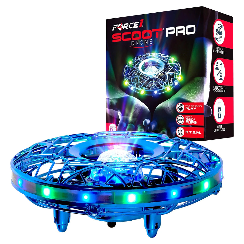 Force1 Scoot Pro Aerial Drone Hand Controlled Mini Drone with Projector  Light (Blue)
