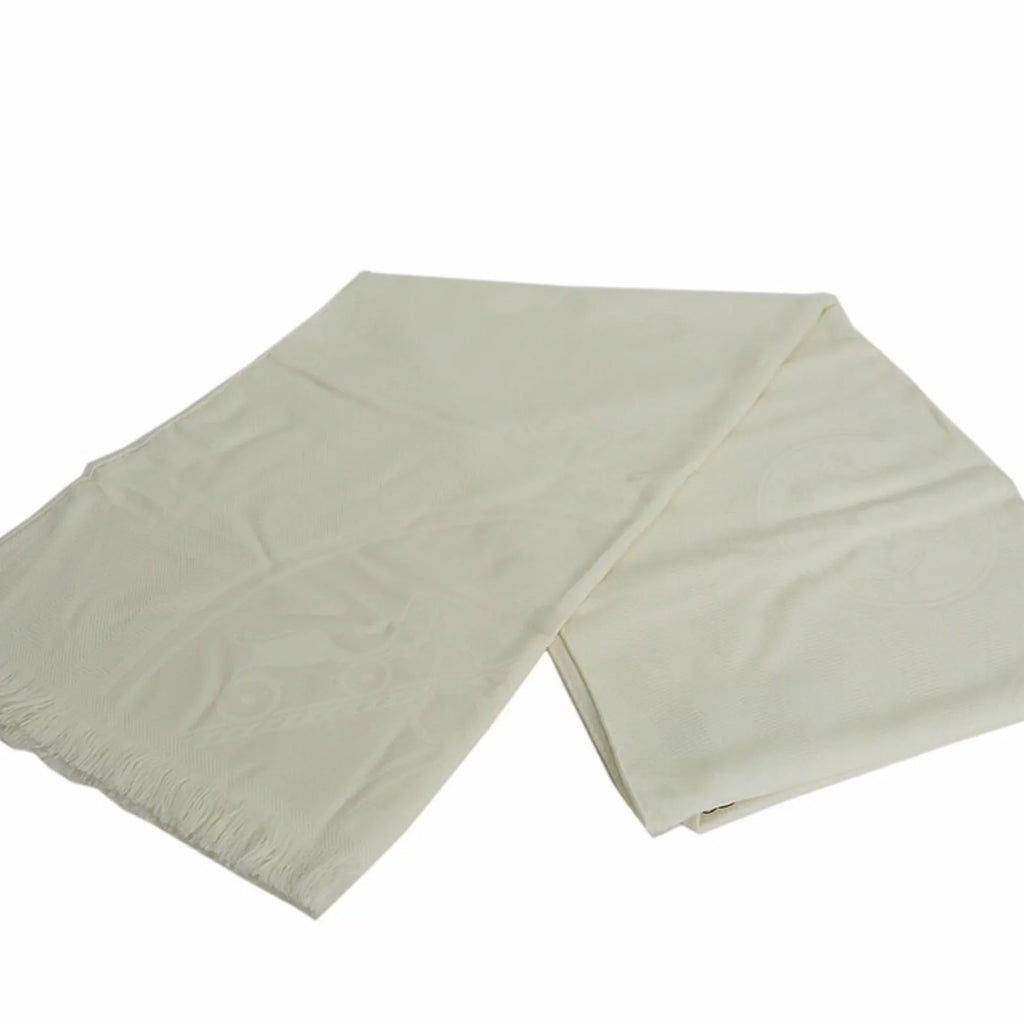 Pre-Owned Hermes  New Libris Stole Yvoire White  Women's (Like New)